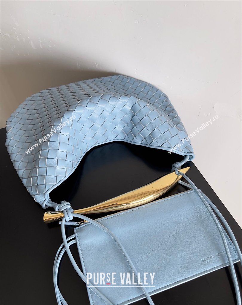 Bottega Veneta Large Sardine Bag with Strap in Intrecciato Leather Light Blue 2026 754988 (YX-260402027)