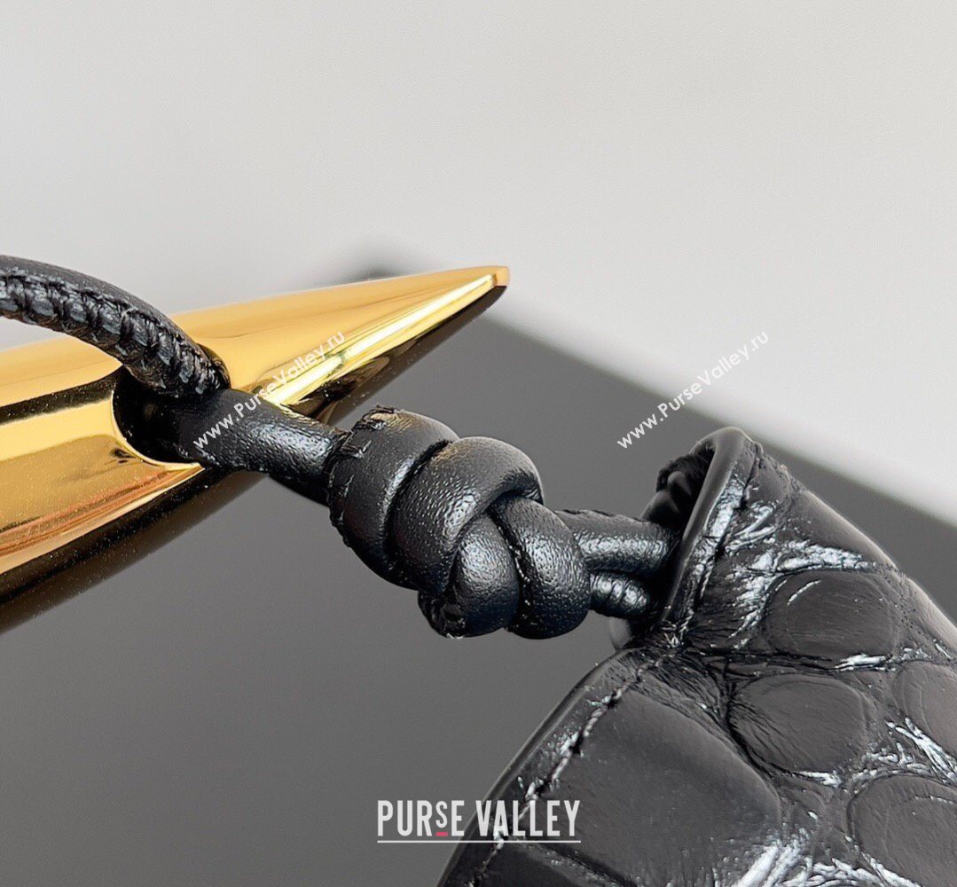 Bottega Veneta Mini Sardine Bag in Crocodile Embossed Leather Black 2026 744267 (YX-260402003)