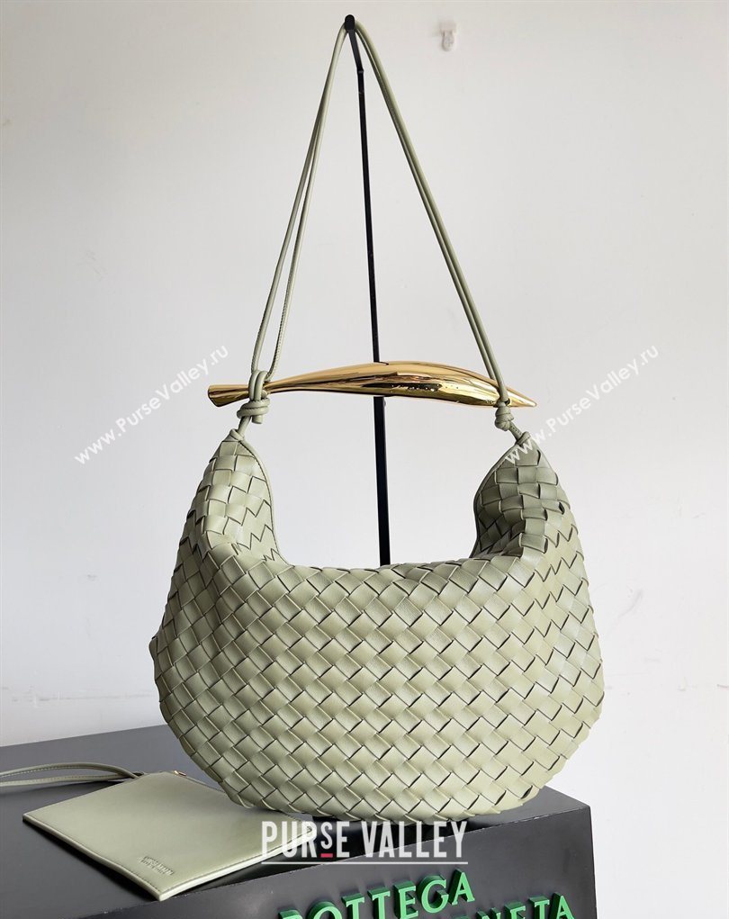 Bottega Veneta Large Sardine Bag with Strap in Intrecciato Leather Travertine Green 2026 754988 (YX-260402028)