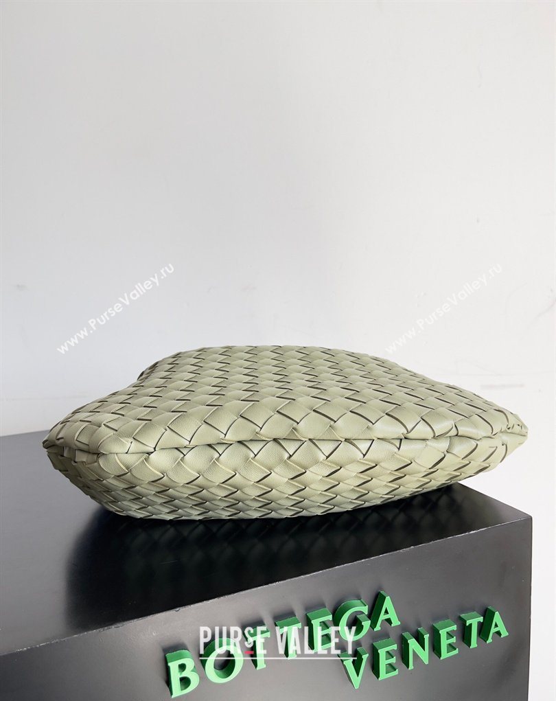 Bottega Veneta Large Sardine Bag with Strap in Intrecciato Leather Travertine Green 2026 754988 (YX-260402028)