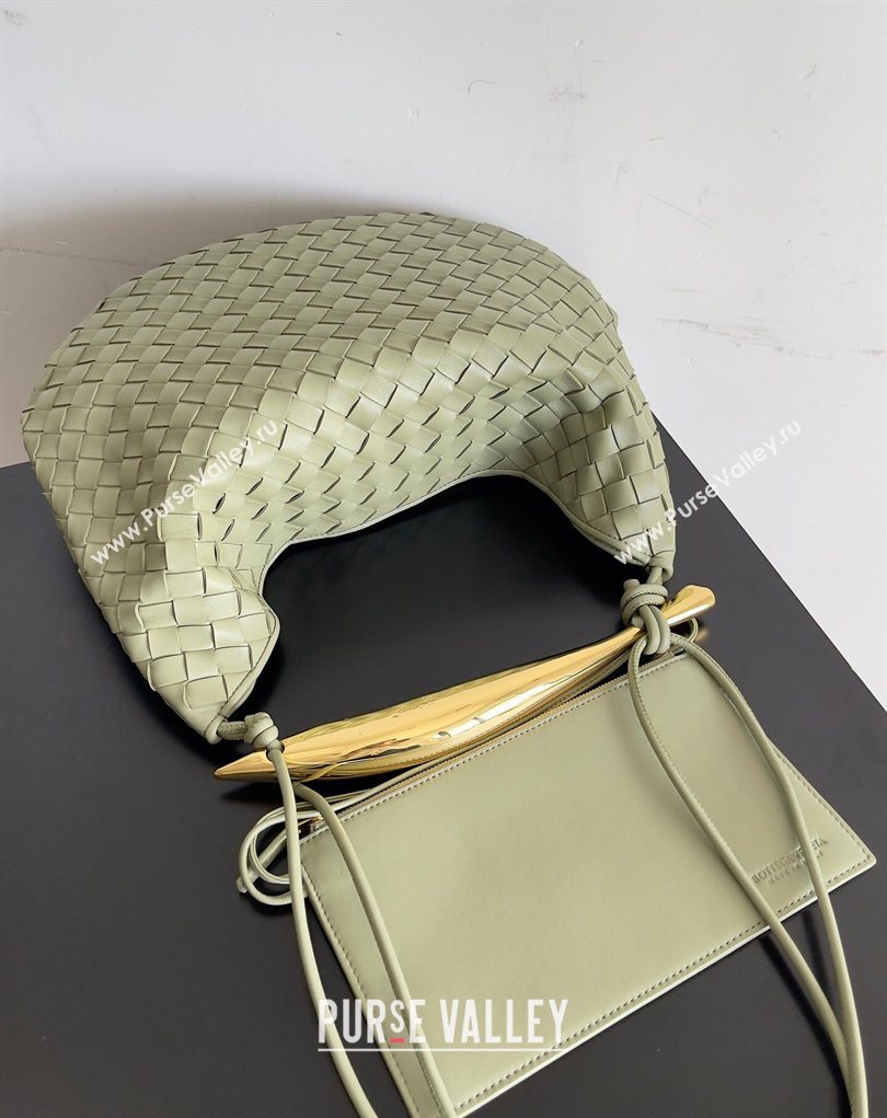 Bottega Veneta Large Sardine Bag with Strap in Intrecciato Leather Travertine Green 2026 754988 (YX-260402028)