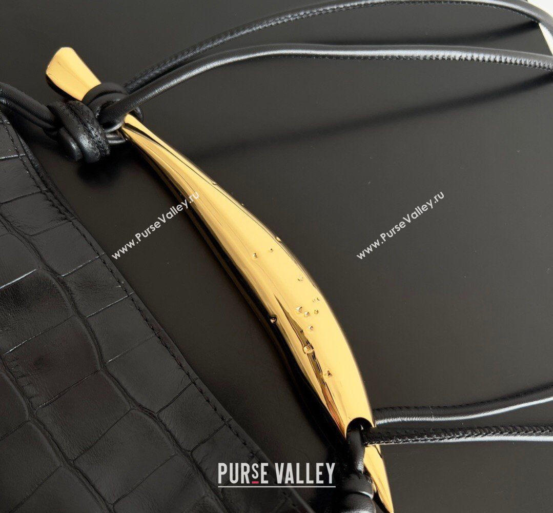 Bottega Veneta Mini Sardine Bag in Crocodile Embossed Leather Black 2026 744267 (YX-260402003)