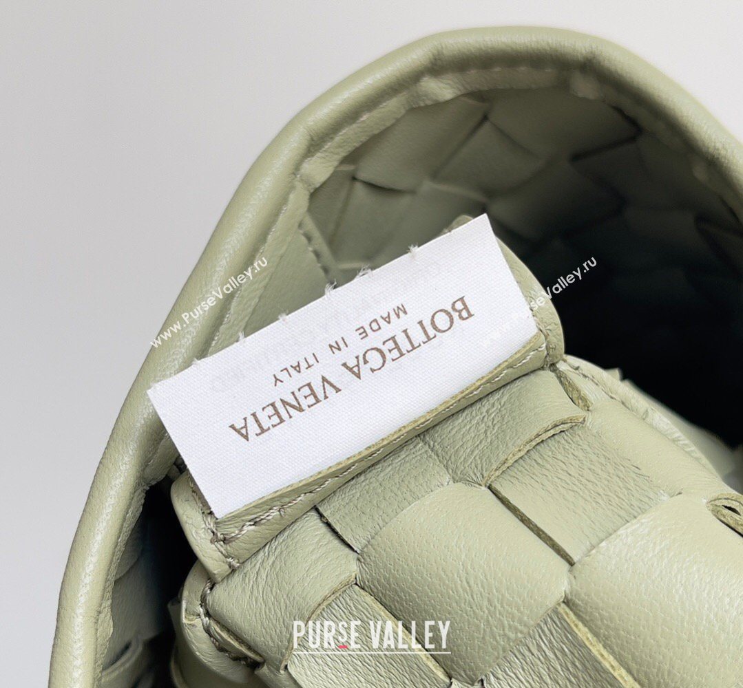 Bottega Veneta Large Sardine Bag with Strap in Intrecciato Leather Travertine Green 2026 754988 (YX-260402028)