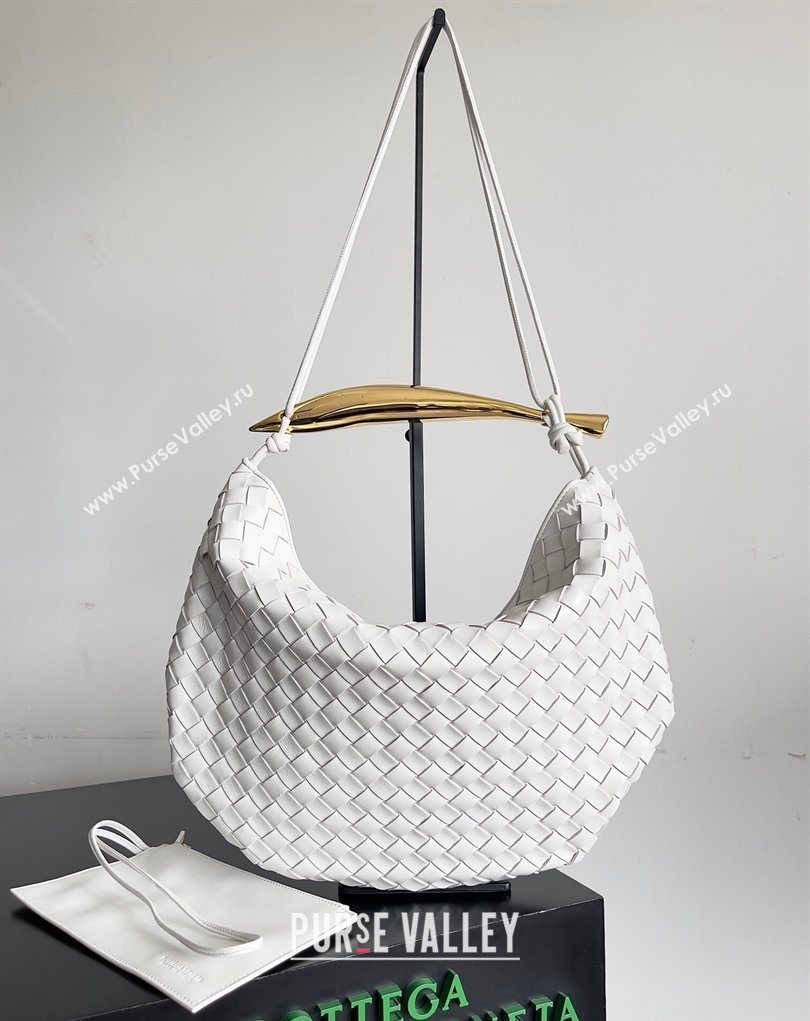 Bottega Veneta Large Sardine Bag with Strap in Intrecciato Leather White 2026 754988 (YX-260402030)