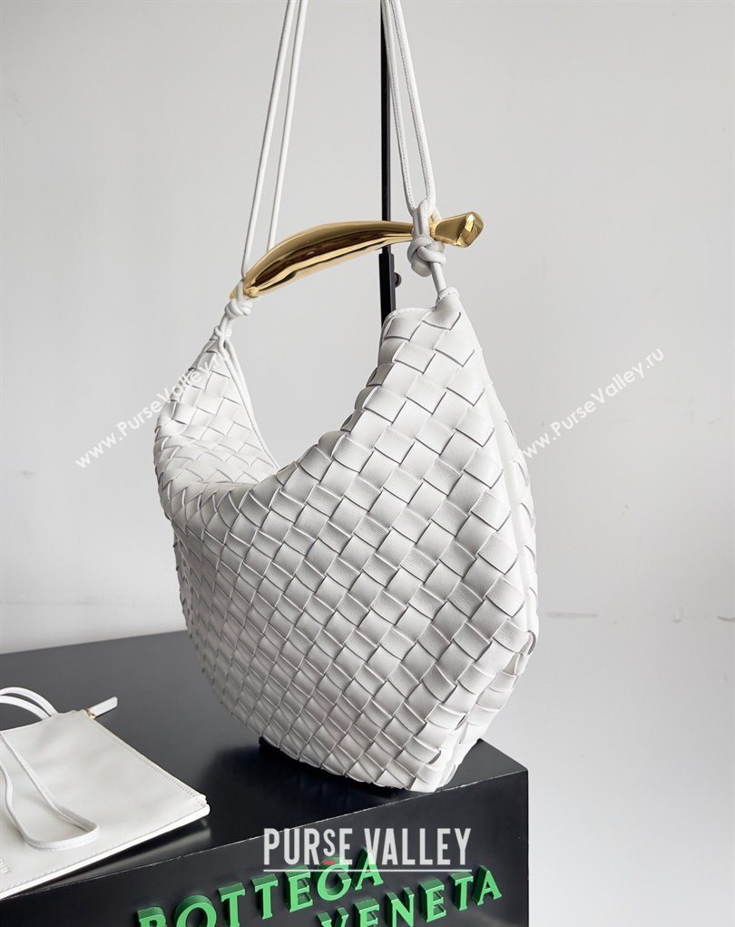 Bottega Veneta Large Sardine Bag with Strap in Intrecciato Leather White 2026 754988 (YX-260402030)