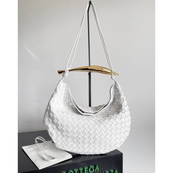 Bottega Veneta Large Sardine Bag with Strap in Intrecciato Leather White 2026 754988 (YX-260402030)