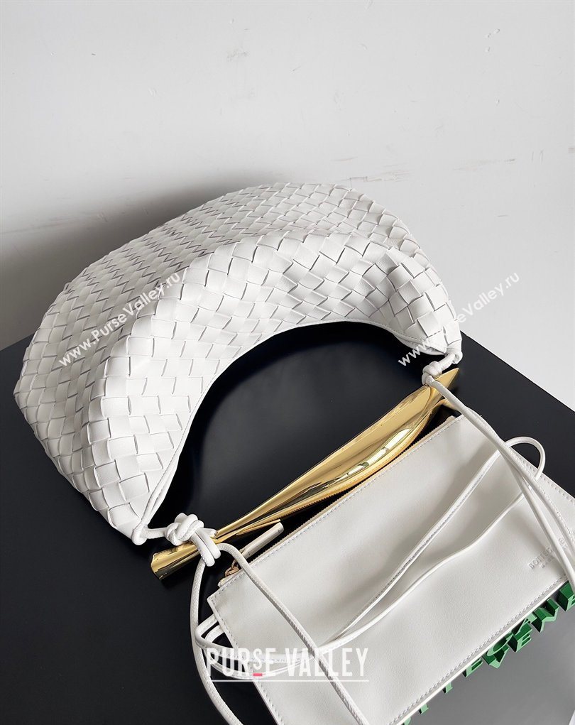 Bottega Veneta Large Sardine Bag with Strap in Intrecciato Leather White 2026 754988 (YX-260402030)