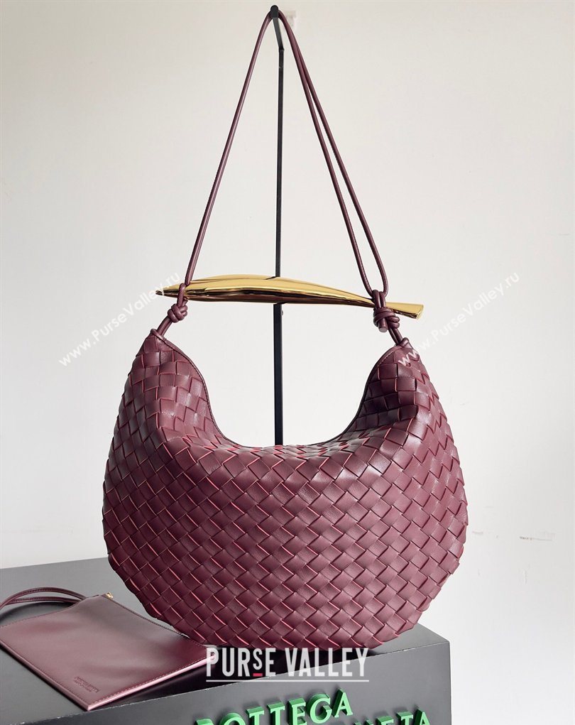 Bottega Veneta Large Sardine Bag with Strap in Intrecciato Leather Burgundy 2026 754988 (YX-260402031)