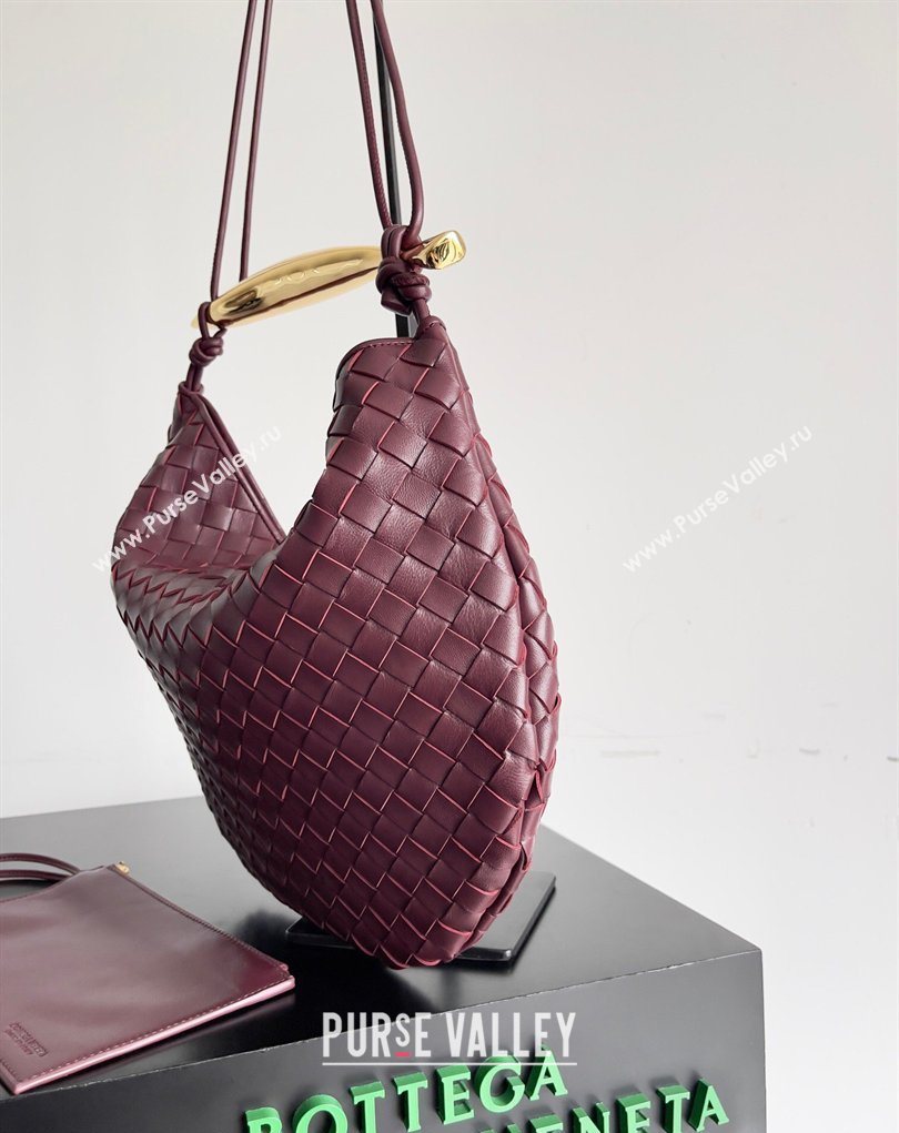 Bottega Veneta Large Sardine Bag with Strap in Intrecciato Leather Burgundy 2026 754988 (YX-260402031)