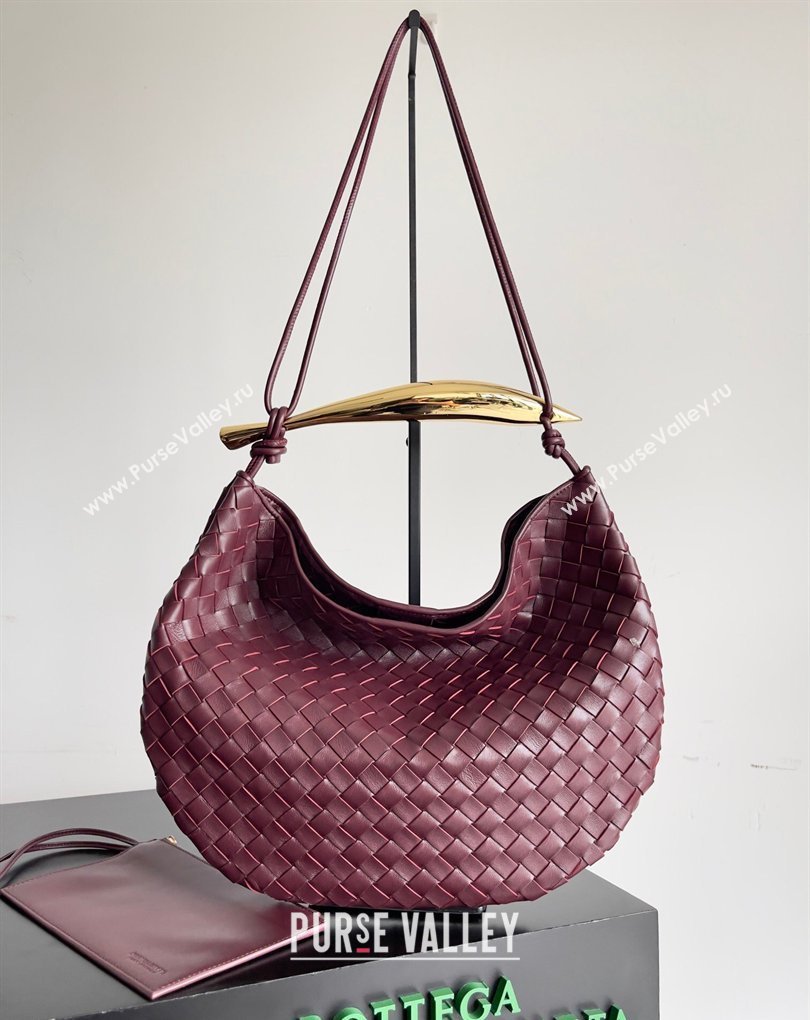 Bottega Veneta Large Sardine Bag with Strap in Intrecciato Leather Burgundy 2026 754988 (YX-260402031)