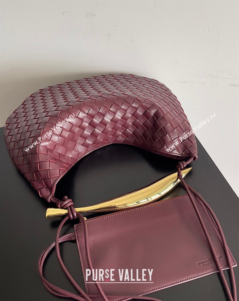 Bottega Veneta Large Sardine Bag with Strap in Intrecciato Leather Burgundy 2026 754988 (YX-260402031)