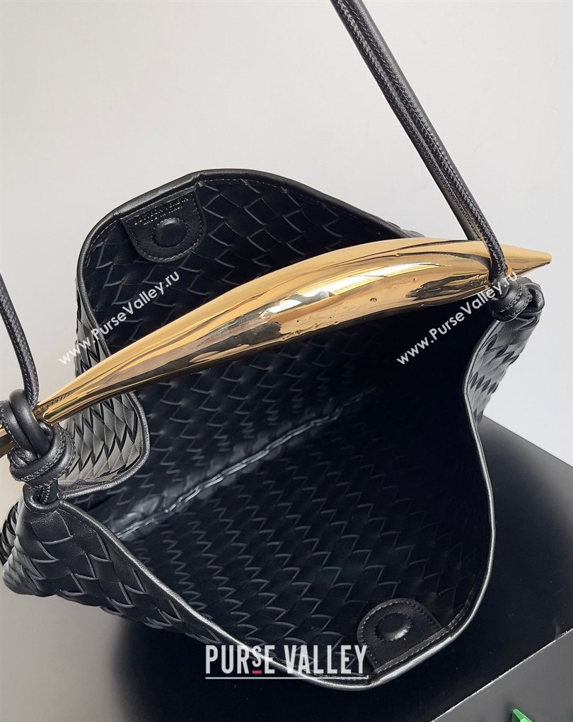 Bottega Veneta Large Sardine Bag with Strap in Intrecciato Leather Black 2026 754988 (YX-260402032)