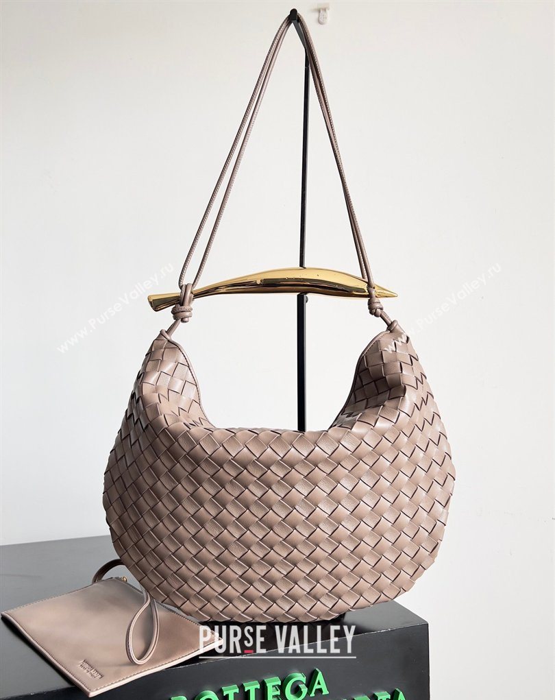 Bottega Veneta Large Sardine Bag with Strap in Intrecciato Leather Light Khaki 2026 754988 (YX-260402033)