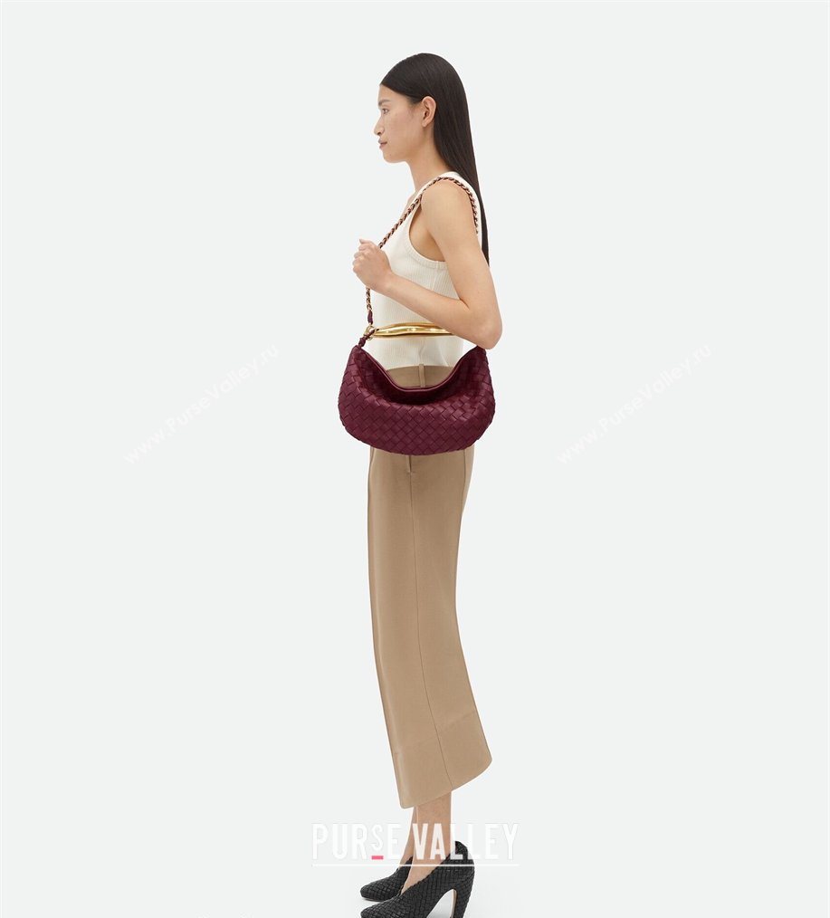 Bottega Veneta Sardine Bag with Chain in Intrecciato Leather 776768 Burgundy 2026 (YX-260402039)