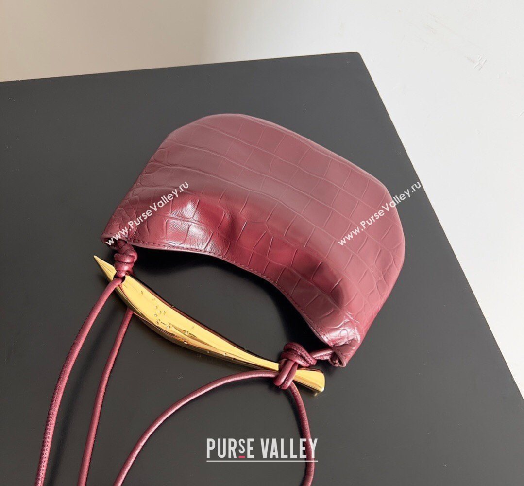 Bottega Veneta Mini Sardine Bag in Crocodile Embossed Leather Burgundy 2026 744267 (YX-260402004)