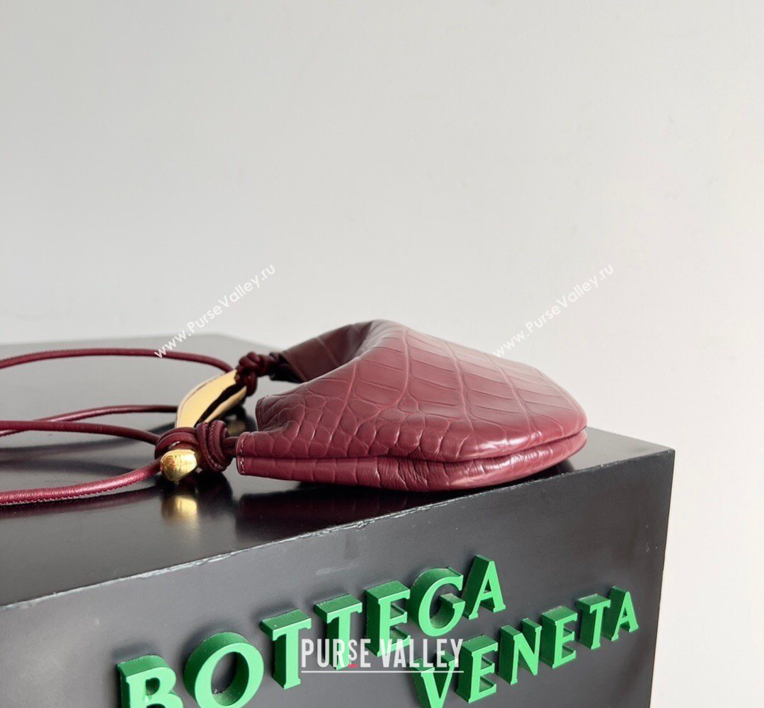 Bottega Veneta Mini Sardine Bag in Crocodile Embossed Leather Burgundy 2026 744267 (YX-260402004)
