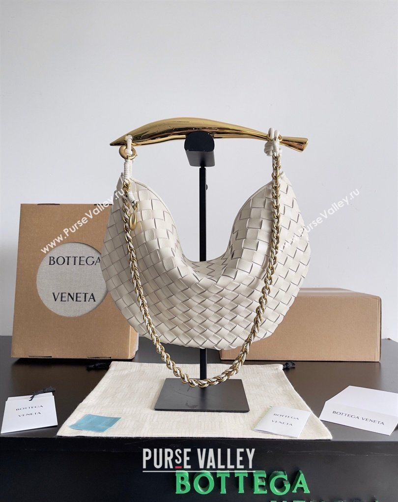 Bottega Veneta Sardine Bag with Chain in Intrecciato Leather 776768 White 2026 (YX-260402035)