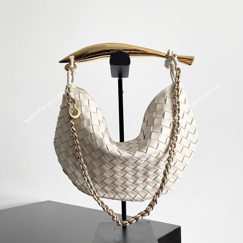 Bottega Veneta Sardine Bag with Chain in Intrecciato Leather 776768 White 2026 (YX-260402035)