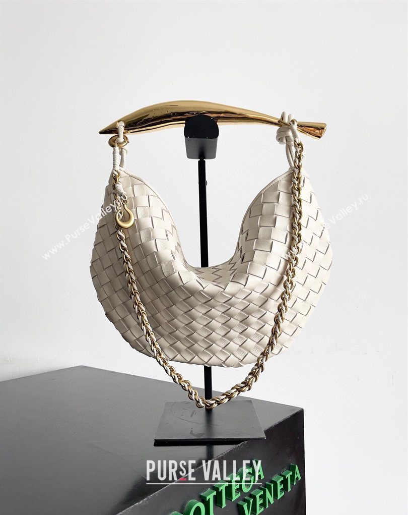 Bottega Veneta Sardine Bag with Chain in Intrecciato Leather 776768 White 2026 (YX-260402035)