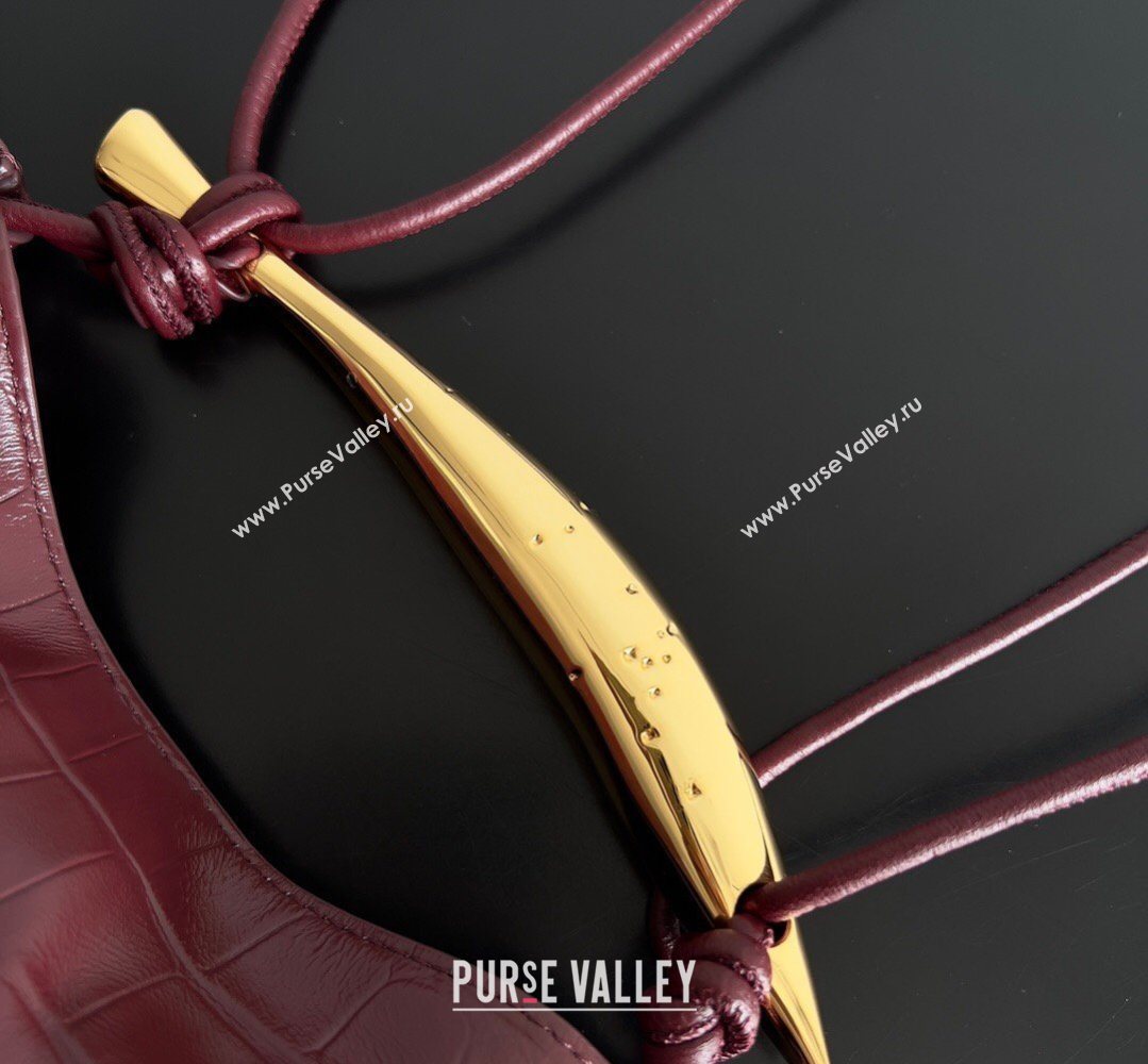 Bottega Veneta Mini Sardine Bag in Crocodile Embossed Leather Burgundy 2026 744267 (YX-260402004)