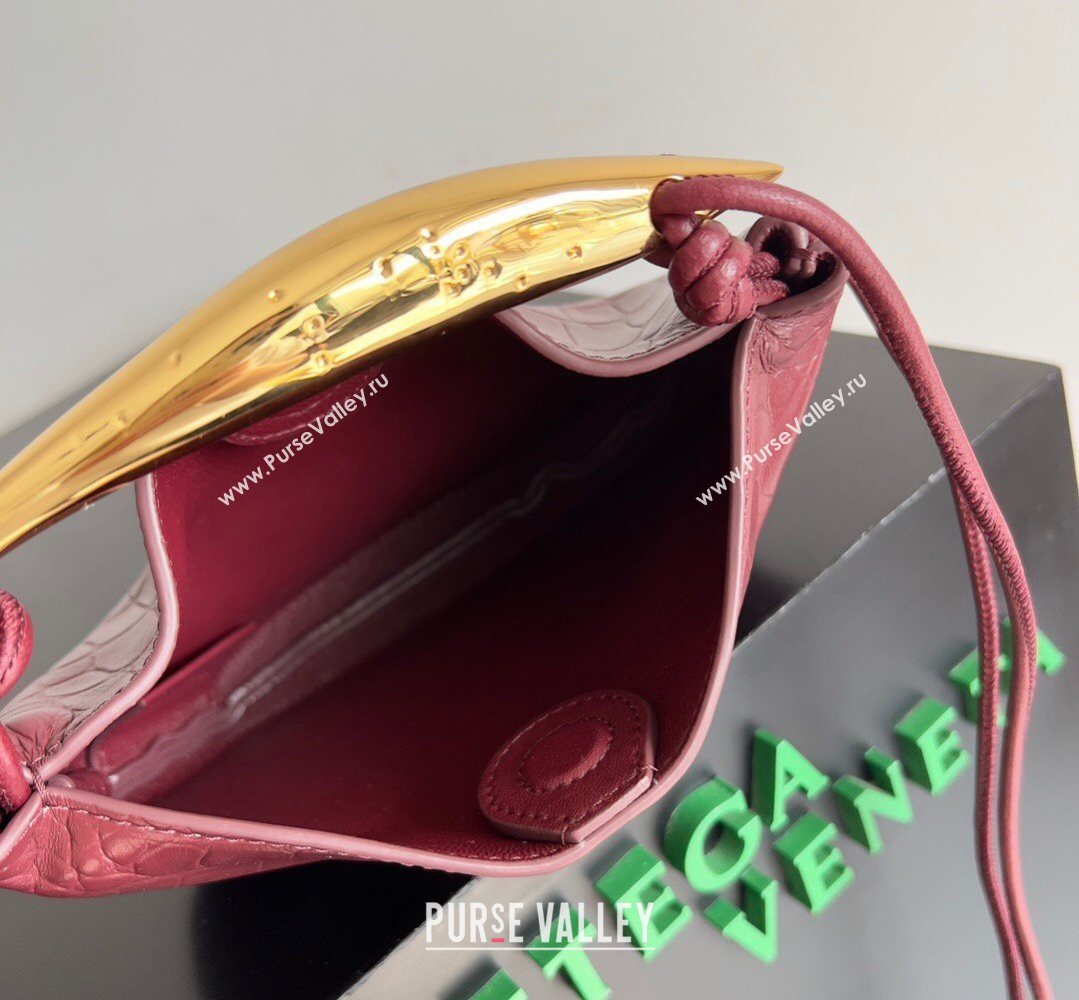 Bottega Veneta Mini Sardine Bag in Crocodile Embossed Leather Burgundy 2026 744267 (YX-260402004)