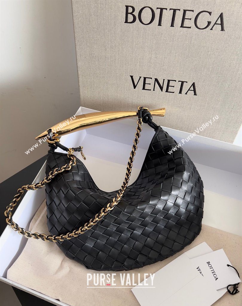 Bottega Veneta Sardine Bag with Chain in Intrecciato Leather 776768 Black 2026 (YX-260402038)