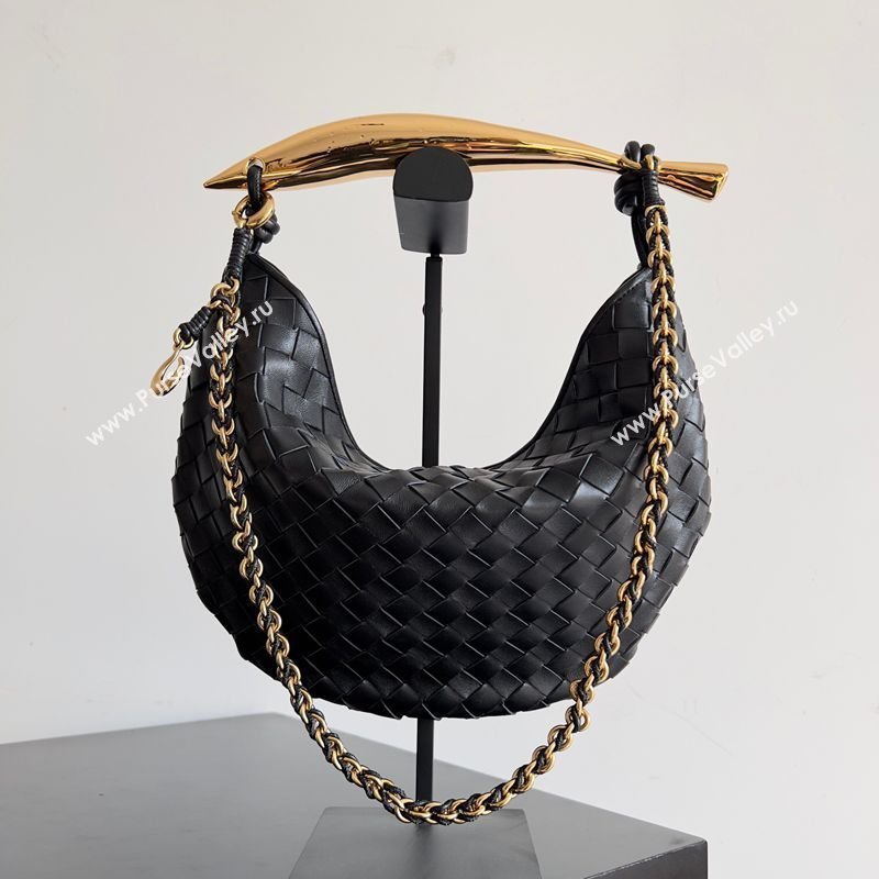 Bottega Veneta Sardine Bag with Chain in Intrecciato Leather 776768 Black 2026 (YX-260402038)