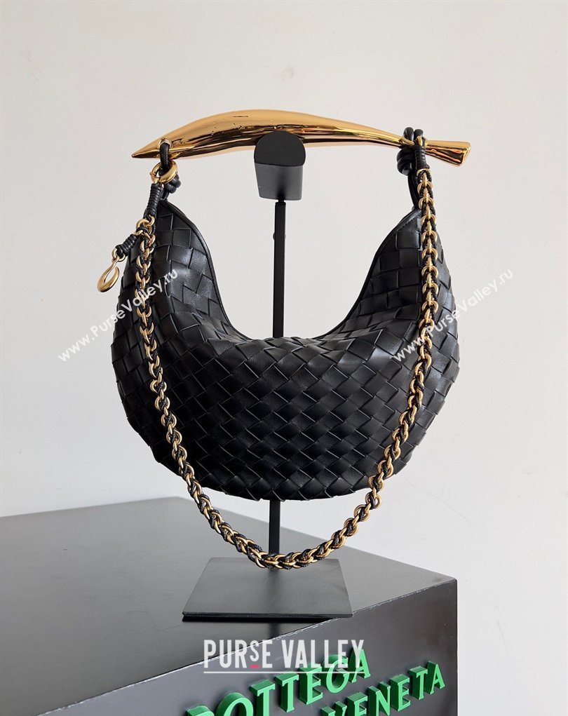 Bottega Veneta Sardine Bag with Chain in Intrecciato Leather 776768 Black 2026 (YX-260402038)