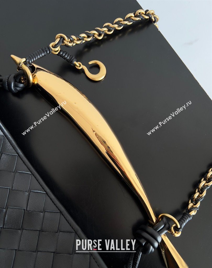 Bottega Veneta Sardine Bag with Chain in Intrecciato Leather 776768 Black 2026 (YX-260402038)