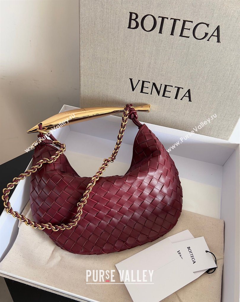 Bottega Veneta Sardine Bag with Chain in Intrecciato Leather 776768 Burgundy 2026 (YX-260402039)