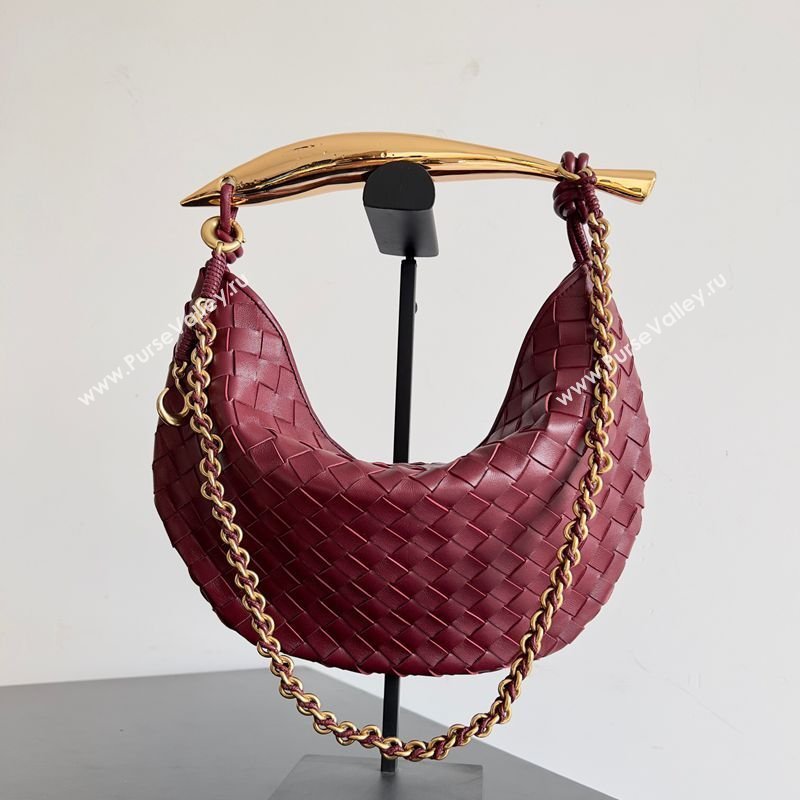 Bottega Veneta Sardine Bag with Chain in Intrecciato Leather 776768 Burgundy 2026 (YX-260402039)