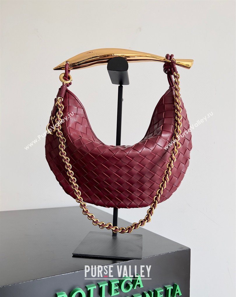 Bottega Veneta Sardine Bag with Chain in Intrecciato Leather 776768 Burgundy 2026 (YX-260402039)