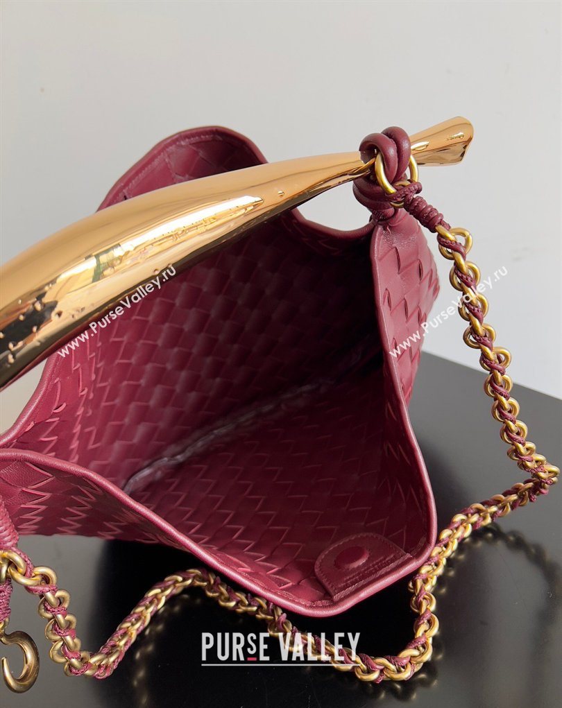 Bottega Veneta Sardine Bag with Chain in Intrecciato Leather 776768 Burgundy 2026 (YX-260402039)