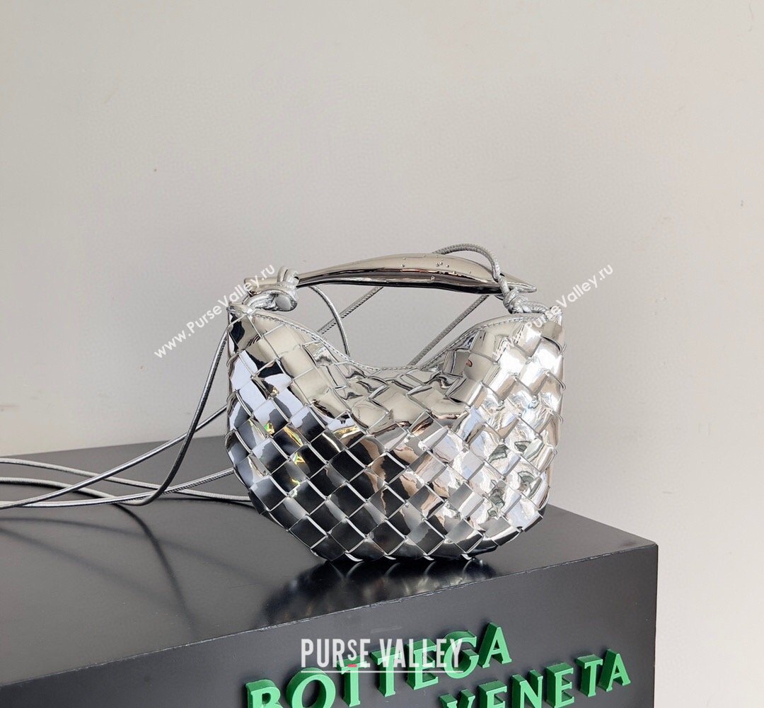 Bottega Veneta Mini Sardine Bag in Intrecciato Leather Shiny Silver 2026 744267 (YX-260402005)