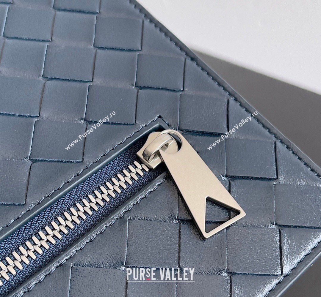 Bottega Veneta Mens Intrecciato Leather Document Case With Wristlet Blue 2026 732638 (YX-260402089)