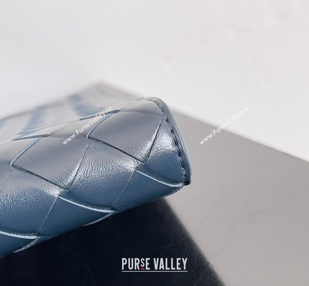 Bottega Veneta Mens Intrecciato Leather Document Case With Wristlet Blue 2026 732638 (YX-260402089)