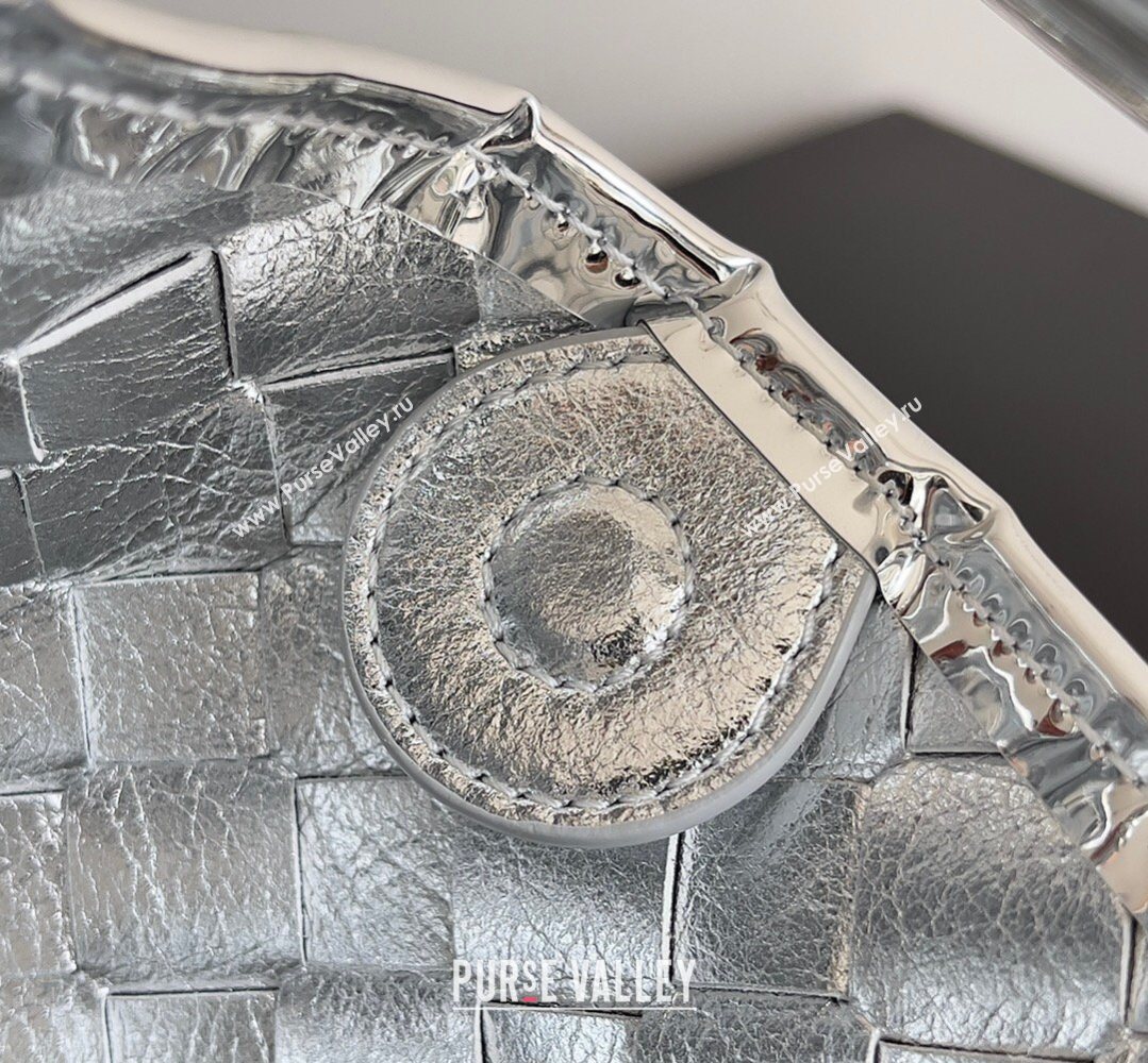 Bottega Veneta Mini Sardine Bag in Intrecciato Leather Shiny Silver 2026 744267 (YX-260402005)
