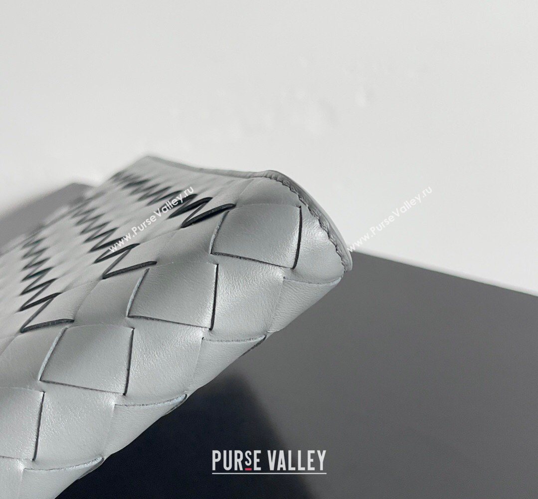 Bottega Veneta Mens Intrecciato Leather Document Case With Wristlet Grey 2026 732638 (YX-260402090)