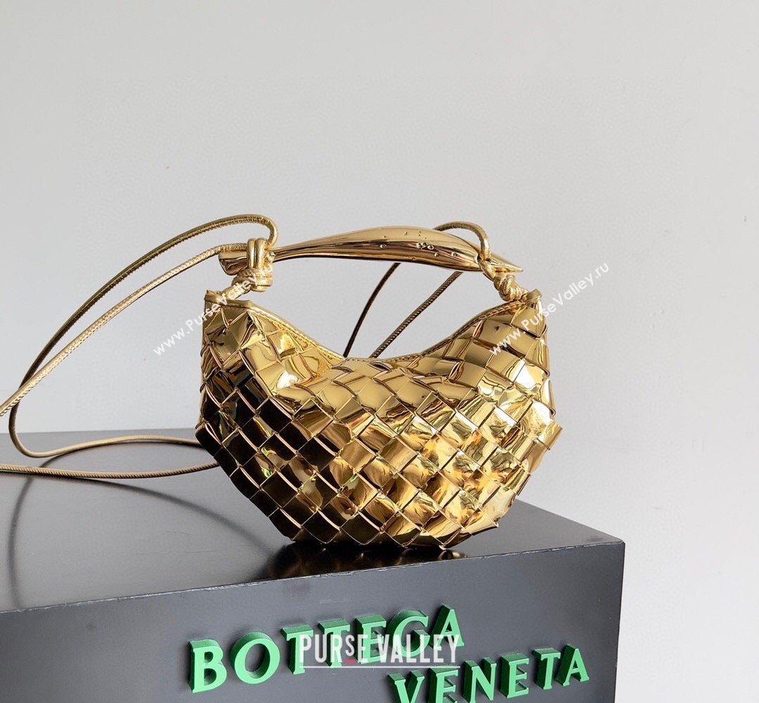 Bottega Veneta Mini Sardine Bag in Intrecciato Leather Shiny Gold 2026 744267 (YX-260402006)