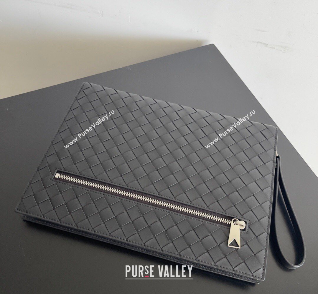 Bottega Veneta Mens Intrecciato Leather Document Case With Wristlet Black 2026 732638 (YX-260402091)