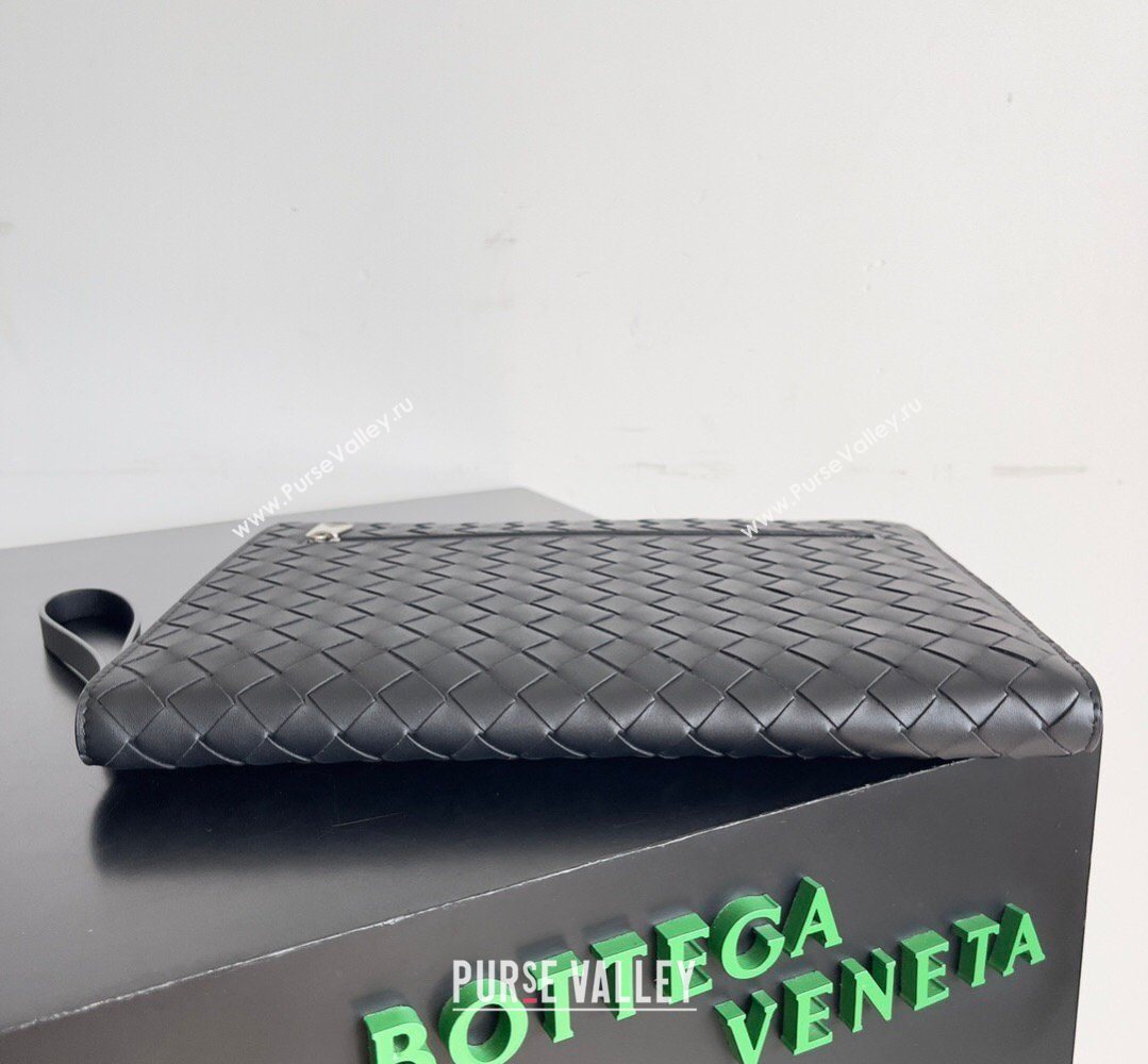 Bottega Veneta Mens Intrecciato Leather Document Case With Wristlet Black 2026 732638 (YX-260402091)