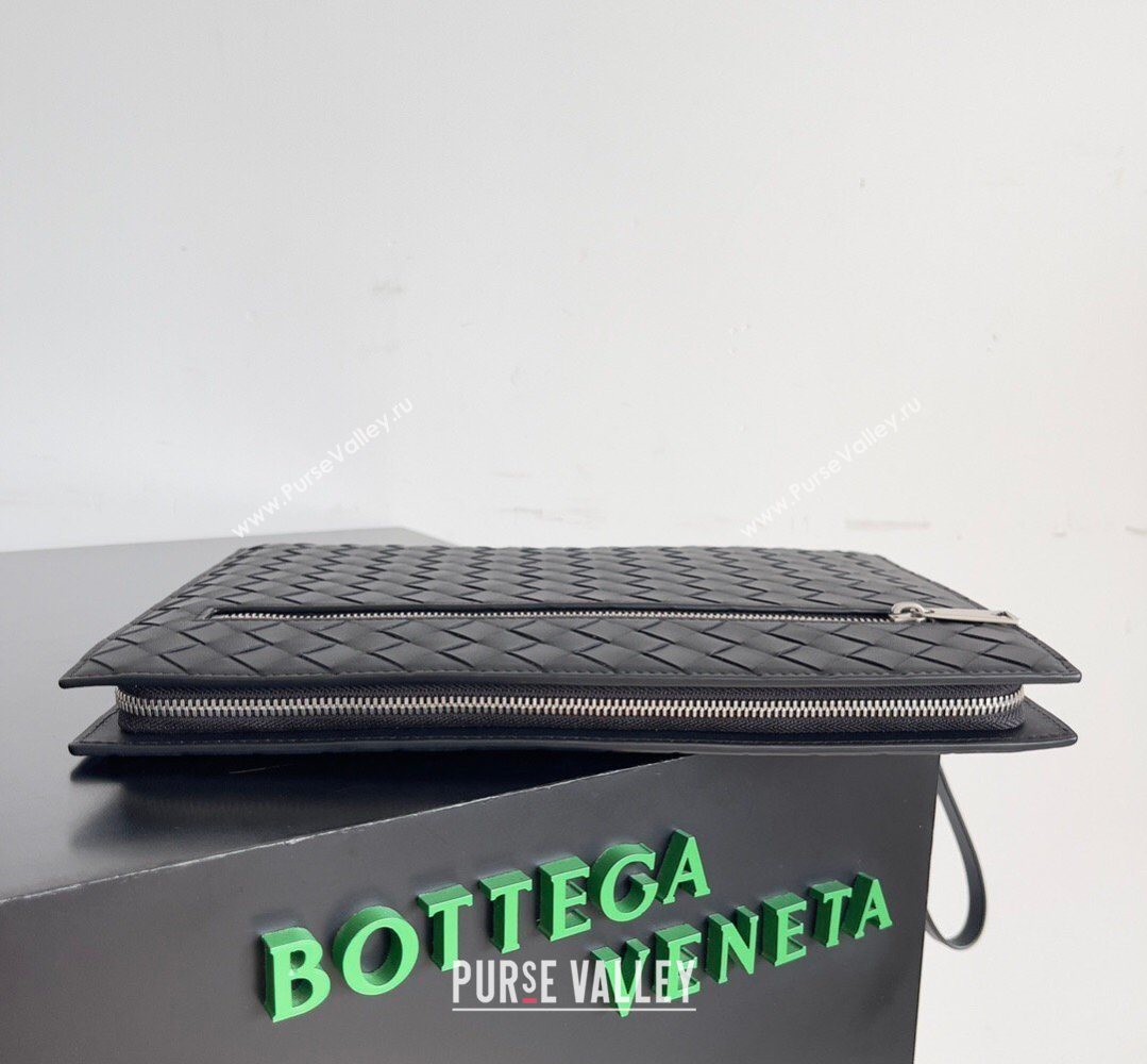Bottega Veneta Mens Intrecciato Leather Document Case With Wristlet Black 2026 732638 (YX-260402091)