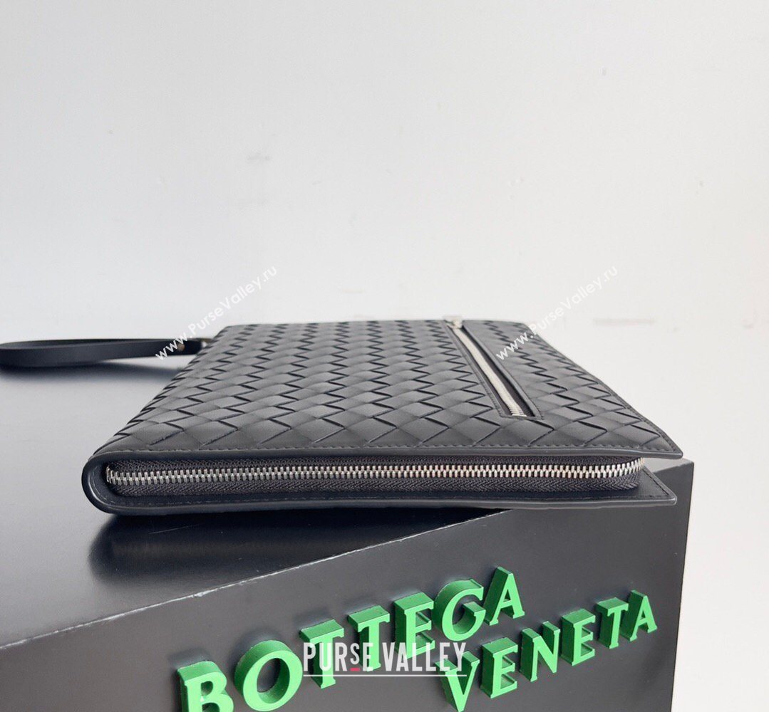 Bottega Veneta Mens Intrecciato Leather Document Case With Wristlet Black 2026 732638 (YX-260402091)
