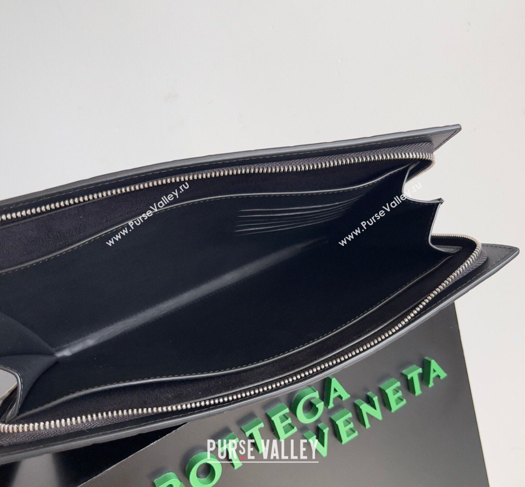 Bottega Veneta Mens Intrecciato Leather Document Case With Wristlet Black 2026 732638 (YX-260402091)