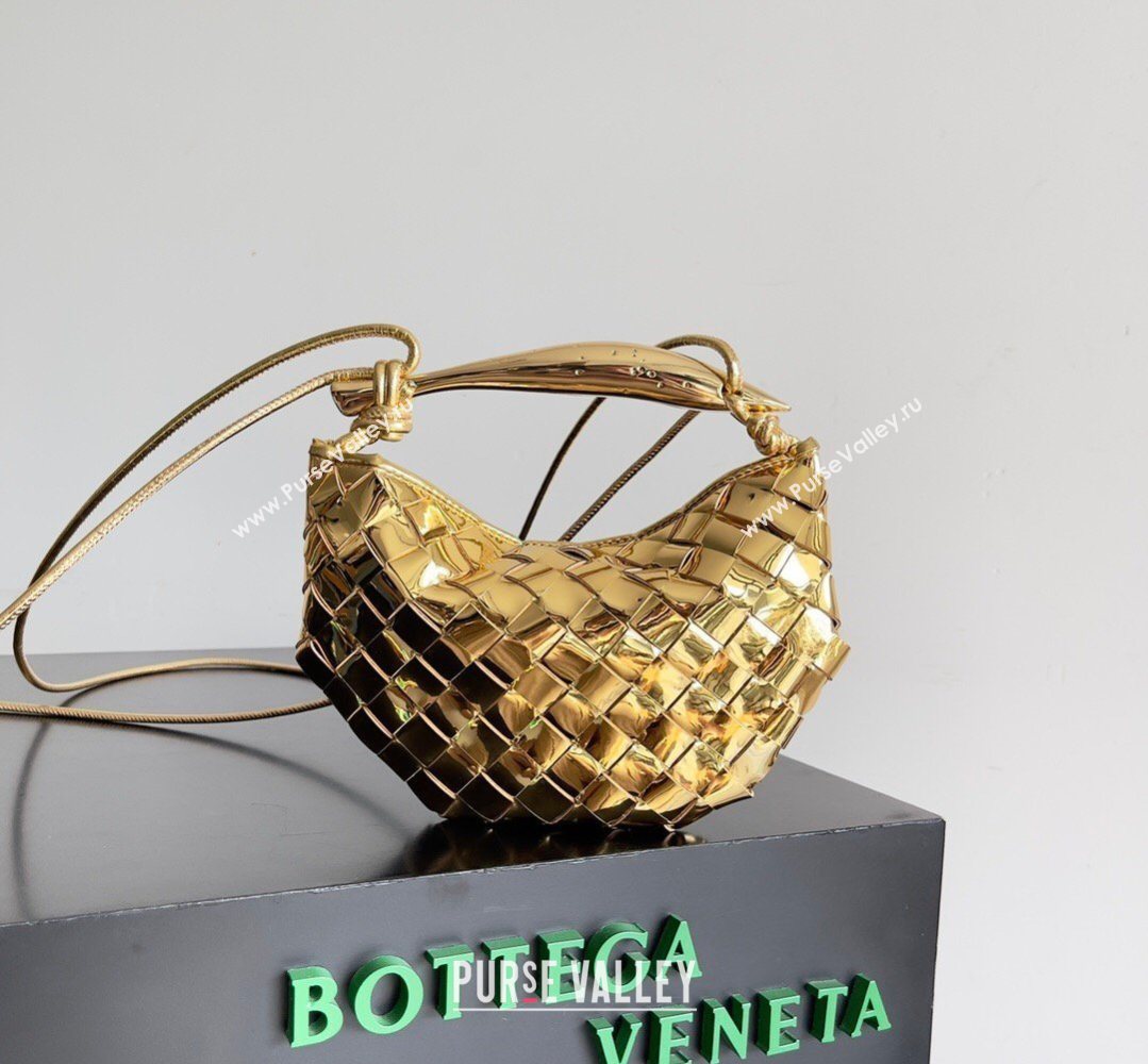 Bottega Veneta Mini Sardine Bag in Intrecciato Leather Shiny Gold 2026 744267 (YX-260402006)