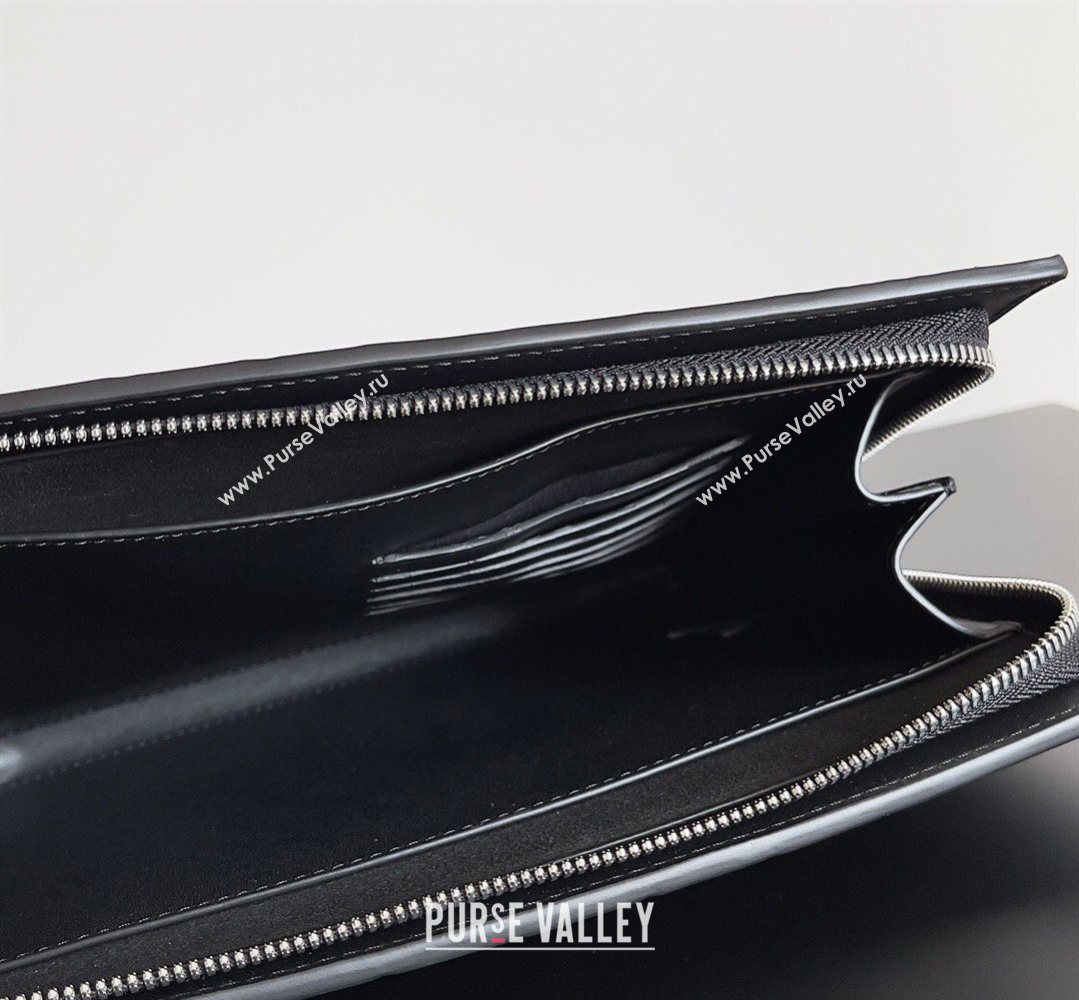 Bottega Veneta Mens Small Intrecciato Leather Document Case With Wristlet Black 2026 693675 (YX-260402093)