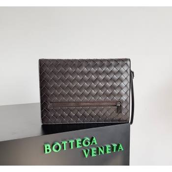 Bottega Veneta Mens Small Intrecciato Leather Document Case With Wristlet Fondant Brown 2026 693675 (YX-260402096)