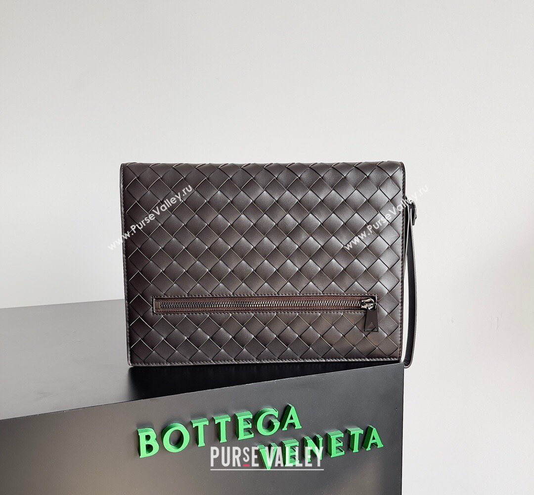 Bottega Veneta Mens Small Intrecciato Leather Document Case With Wristlet Fondant Brown 2026 693675 (YX-260402096)
