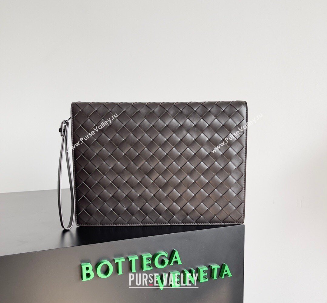 Bottega Veneta Mens Small Intrecciato Leather Document Case With Wristlet Fondant Brown 2026 693675 (YX-260402096)