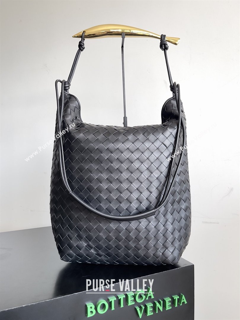Bottega Veneta Mens Sardine Hobo Bag in Intrecciato Leather Black 2026 BV040202 (YX-260402047)